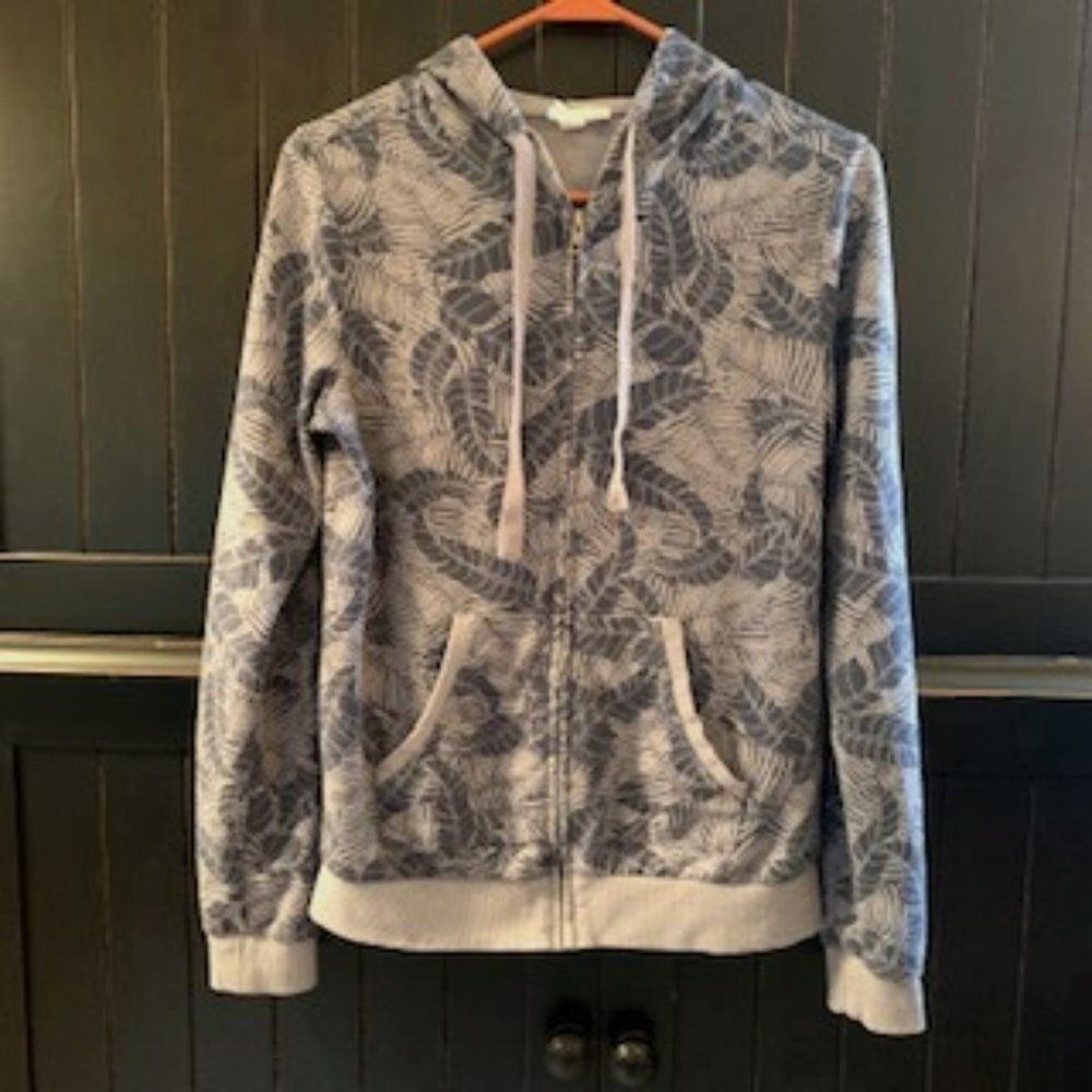 Others Follow gray & blue tropical leaf print hoodie